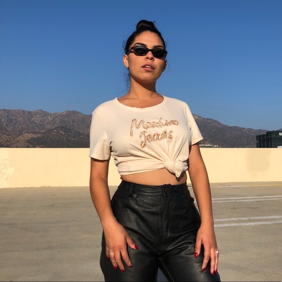 Moschino Tops - MOSCHINO SZ L or 8 Fuzzy Logo Vintage Top Shirt